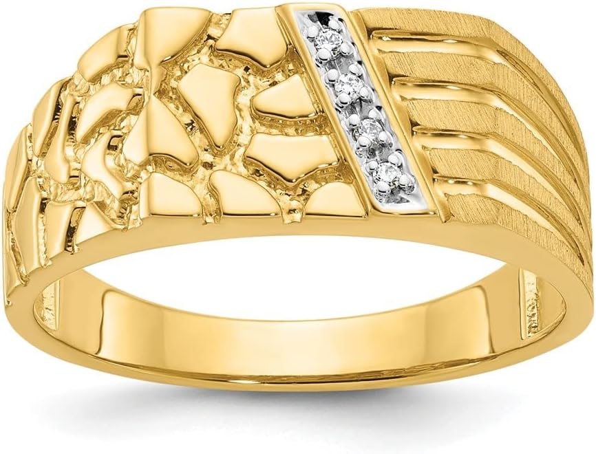 Diamond2Deal 10k Yellow Gold Diamond Nugget Rings, 0.03Ct