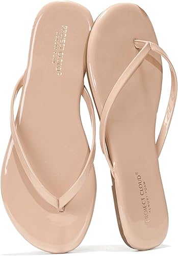 Vista 8 de Project Cloud - Sandalias para mujer planas de espuma viscoelástica, ligeras de cuero vegano, sandalias esenciales de verano para la playa Canela