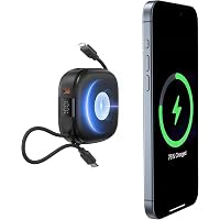 Charmast Power Bank Magnetico 10000mAh con Cavi Integrati, Mini Powerbank Wireless