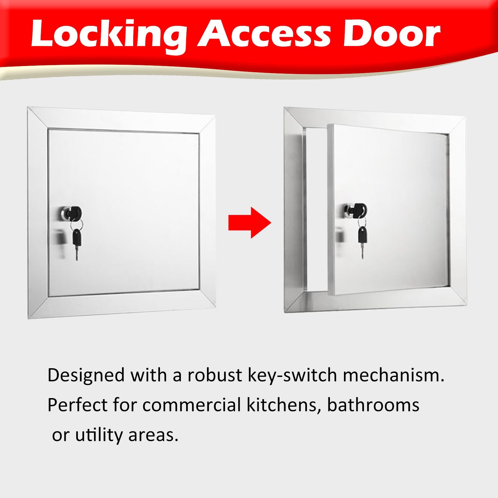 Pannello impermeabile per porta di accesso, in acciaio inox, per ufficio, cantina e soffitte, diverse dimensioni: 10 x 20 cm, 15 x 15 cm, 20 x 35 cm, 30 x 45 cm, 40 x 60 cm, 55 x 55 cm, 60 x 60 cm, 35