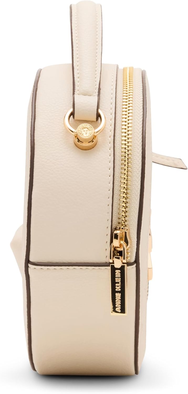 Anne Klein Womens Cork Circle Bag with Convertible Strap, Parchment