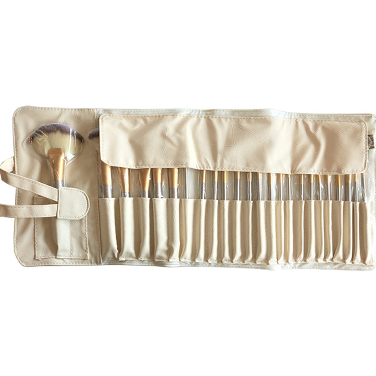 Set di Pennelli Cosmetici 24 Pezzi Beige Portatile per Casa