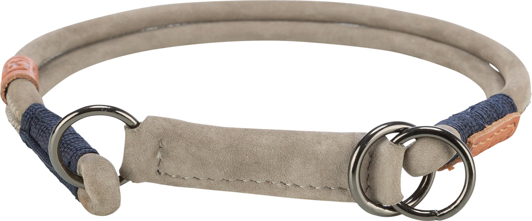 TRIXIE Zug-Stopp BE Nordic - Collar de Piel para Perro S-M, Color Gris, cómodo Collar para Perros pequeños y medianos con Control de tirones, Robusto y Elegante - 17120