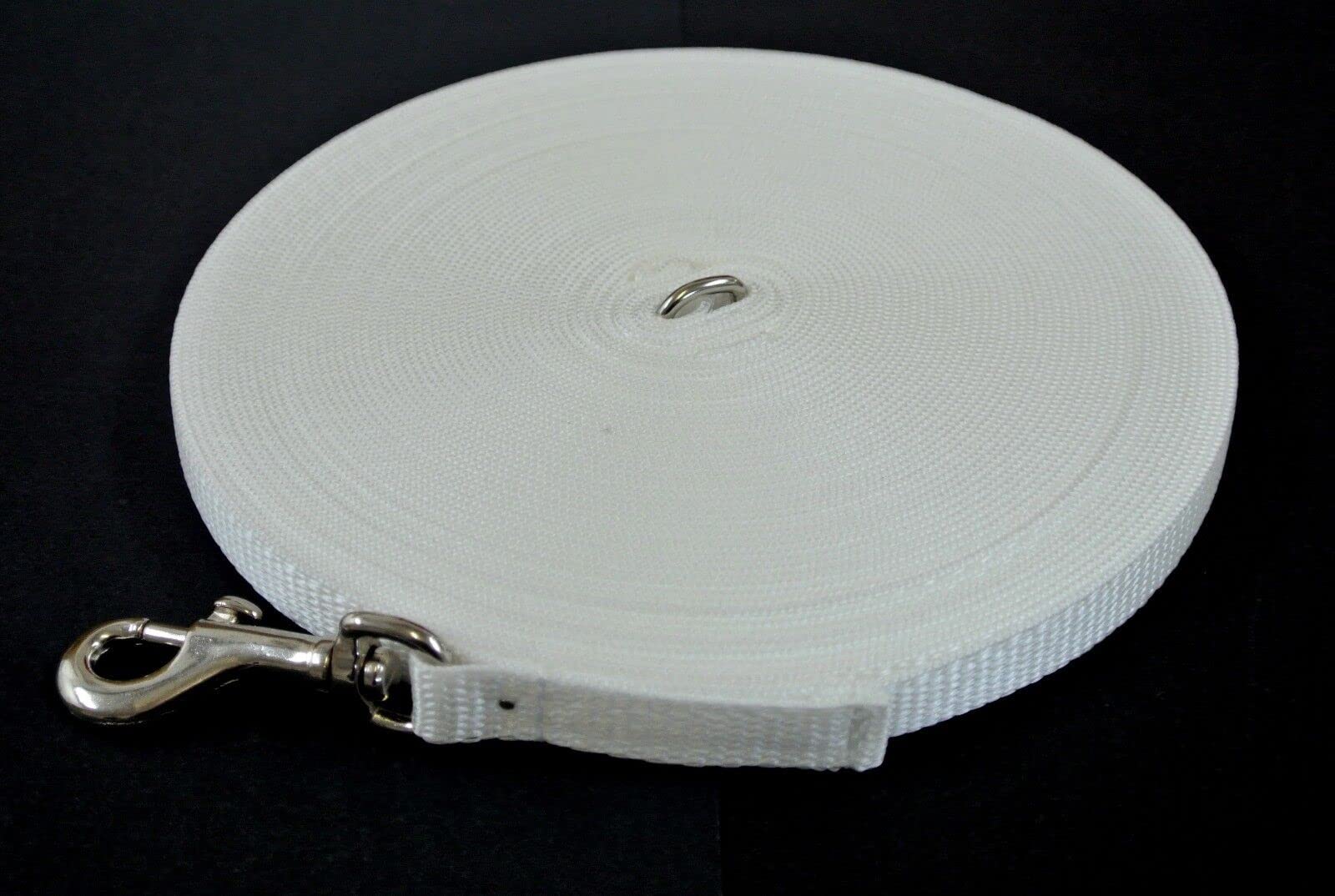 Dog Training Lead Small Dog Puppy Leash 100ft 30m Tracking Recall Obedience Strong 13mm Webbing (White) โ image 1