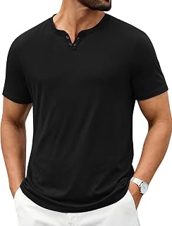 COOFANDY Men's T Shirts Short Sleeve Casual V Neck T-Shirt Soft Notch Neck Tee Classic Plain Shirts