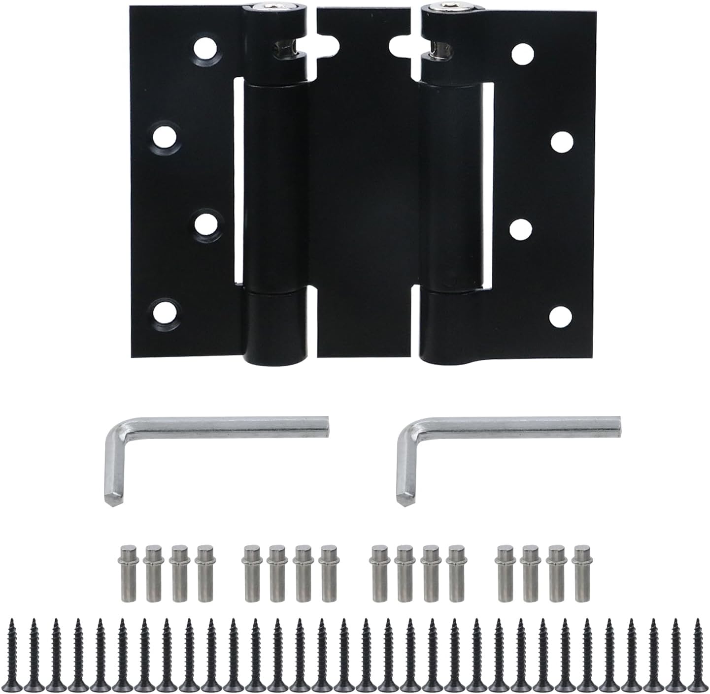 4 Inch Double Action Swinging Door Hinge, Two Way Opening Self Closing, Spring Hinges for Garden, Saloon, Cafe, Pub, Heavy Duty Stainless Steel Tension Adjustable Door Hardware, Black