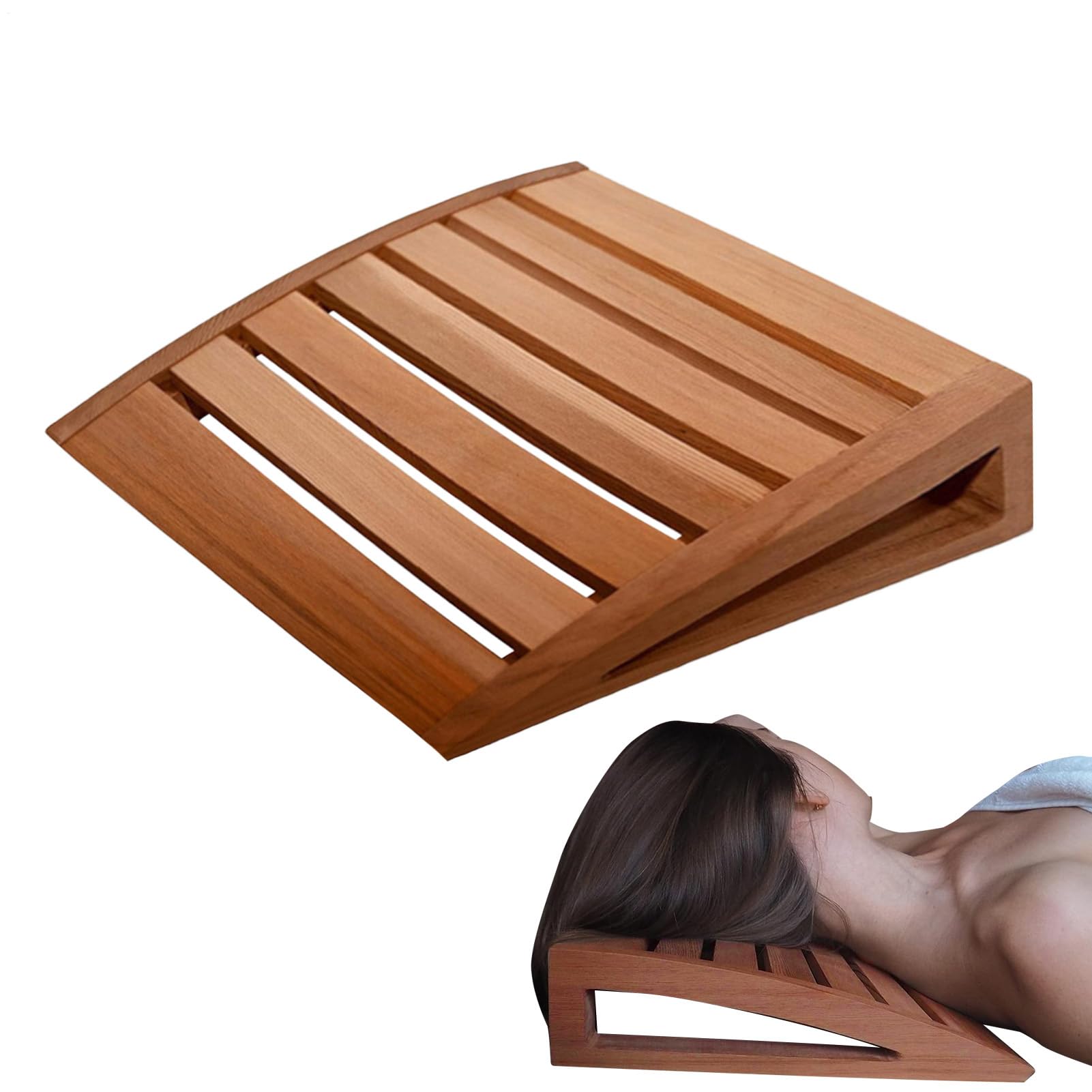 Generico Poggiatesta per Sauna, Ergonomico Antiscivolo Naturale in Legno Traspirante, Poggia Collo E Schienale per Sauna, per Confort Riposo Rilassamento Donne Uomini Adulti Casa Spa Commerciale