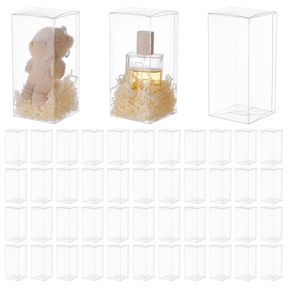 68 scatole trasparenti, 7,1 x 7,1 x 15,1 cm, grandi scatole trasparenti in PVC, in plastica, per matrimoni, feste, baby shower, confezioni regalo per San Valentino