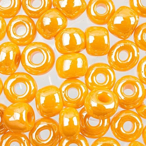 Preciosa Czech Glass Seed Beads 32/0 Opaque Light Orange Luster - 19 Gram Beads for Jewelry Making and Crafts
