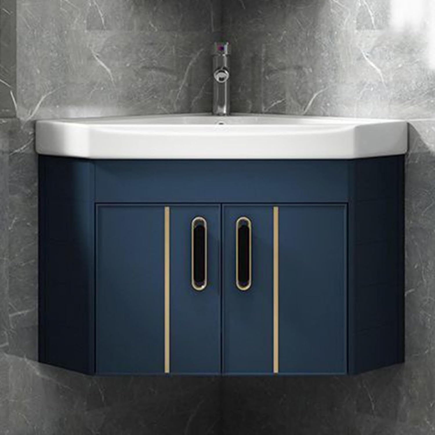 Bathroom Corner Sink, Wall-Mounted Floating Vanity with Large Storage Space, Easy Installation for Home, Kitchen, and Patio - Ideal for Small Spaces