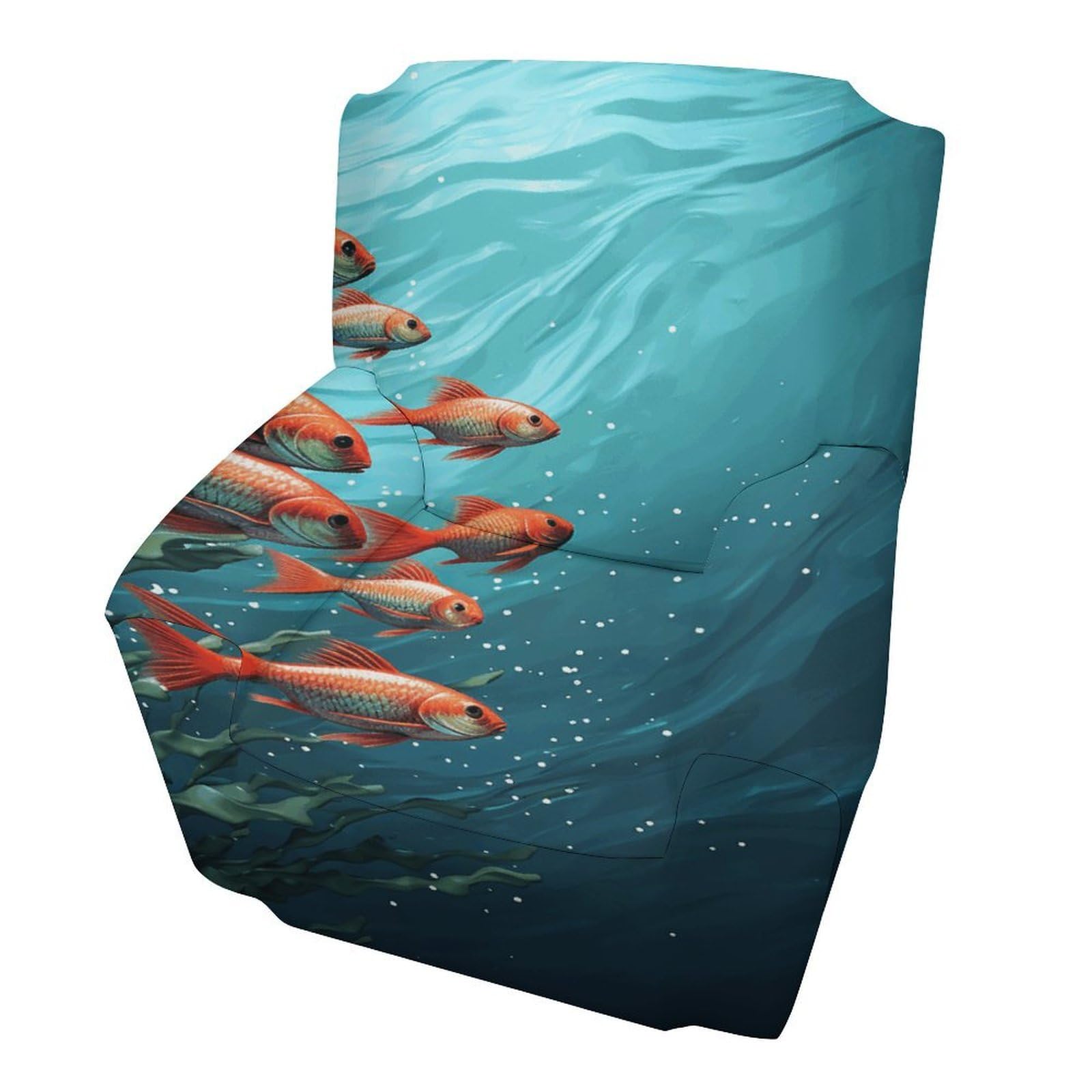 Fodpand Style Fish Aquarium Sofa Cover Soft 1 Seater Sofa Slipcover For Pets Washable,Couch Cover With Elastic Straps Furniture Protector