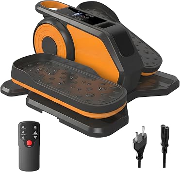 Under Desk Elliptical Machine with Built-in Portable Handle, 2-in-1 Auto/Manual Modes, 12 Adjustable Speed Levels, Ultra-Quiet Seated Pedal Exerciser with Remote Control for Home Office
