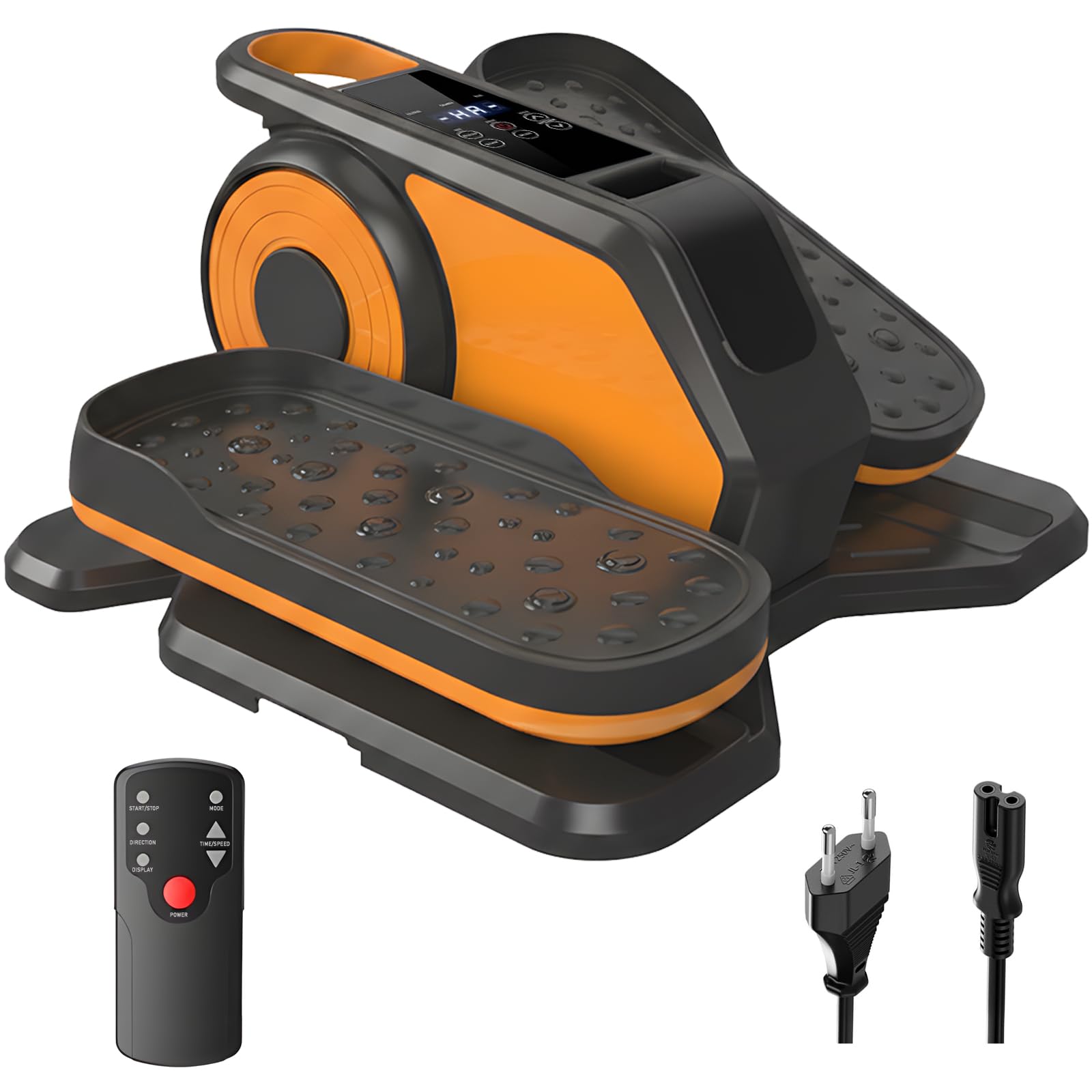 Under Desk Elliptical Machine with Built-in Portable Handle, 2-in-1 Auto/Manual Modes, 12 Adjustable Speed Levels, Ultra-Quiet Seated Pedal Exerciser with Remote Control for Home Office