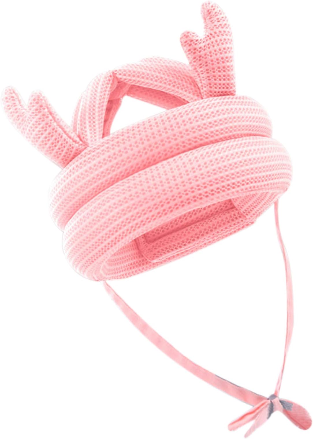 Cute Baby Safety Helmet Toddler Head Protection Adjustable Baby Bumper Hat Head Cushion Helmet Bumper Bonnet, Pink, Medium