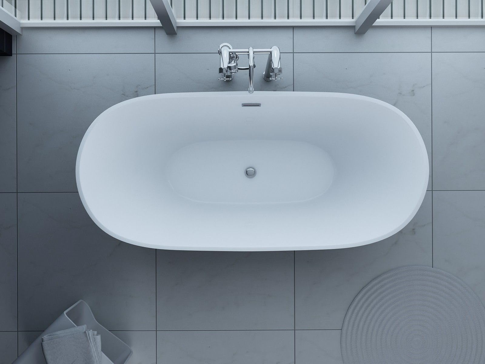 Wolnostojąca wanna Bolsena 170 x 80 cm – nowoczesne wzornictwo, ergonomiczny kształt, w zestawie zabezpieczenie przed przelaniem i syfonem, wytrzymały akryl, łatwy montaż