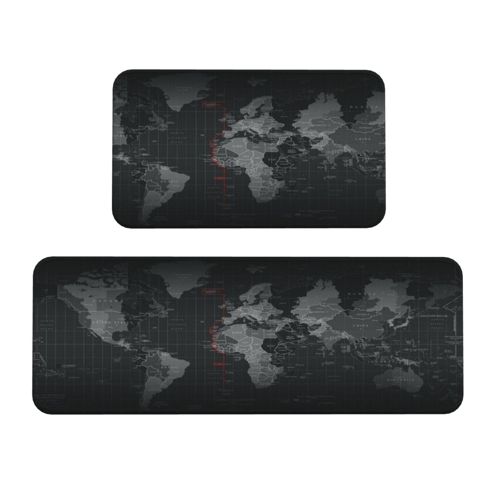 Tapis de cuisine rembourré noir carte du monde pour cuisiner sans fatigue