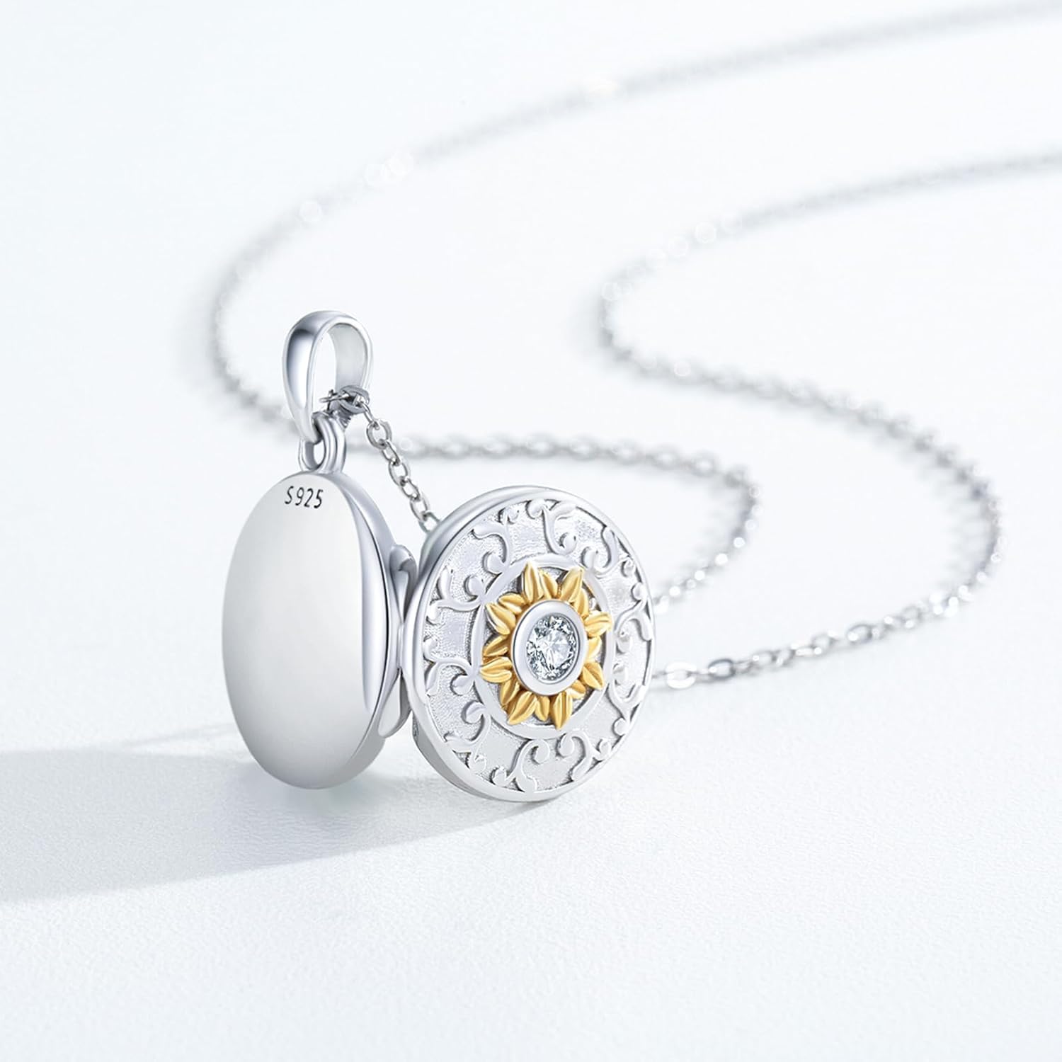 TUGHRA Mother's Day Gifts Gold Locket Necklaces for Women, 925 Sterling Silver Heart Photo Lockets Memorial Keepsake Jewelry Gift for Mom, Wife, Daughter - Image 2