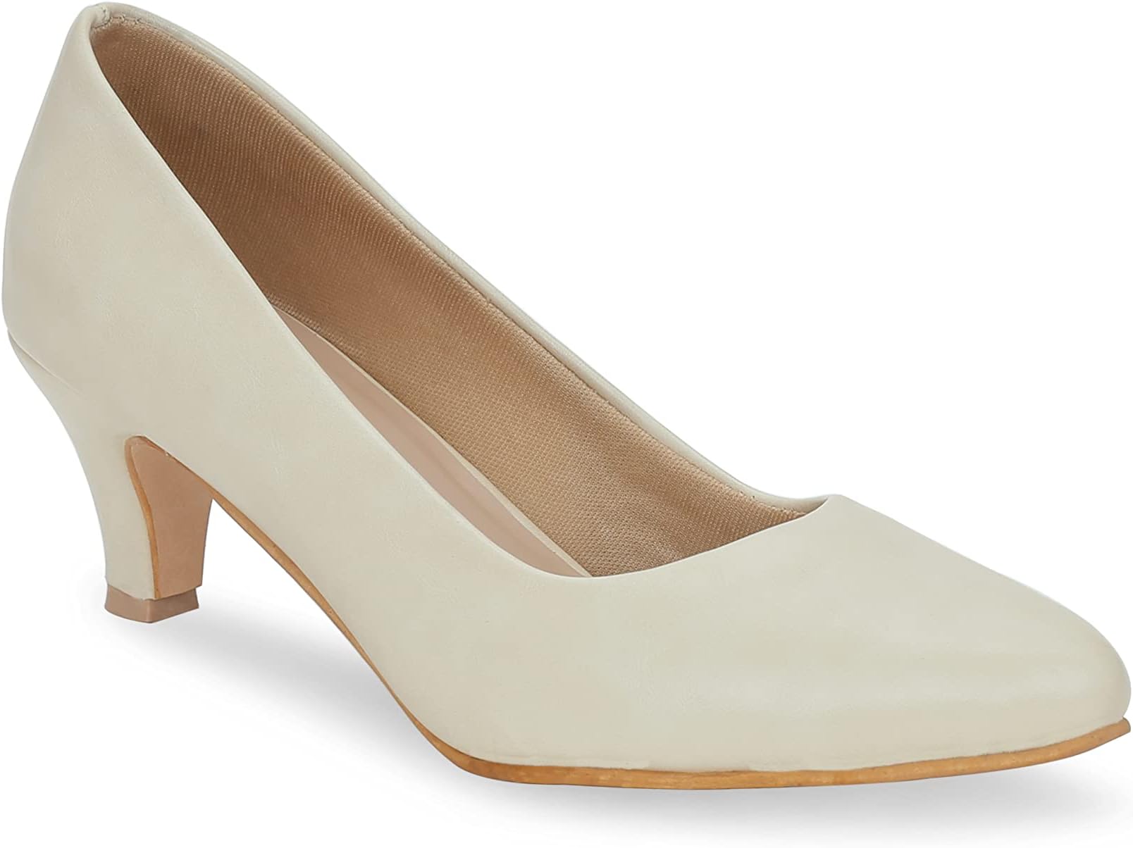 Get GlamrWomen Faux Leather Classic Work Pumps|| Semi-Pointed Toe|| Block Low Heels|| Smart Causals|| Heel Pumps