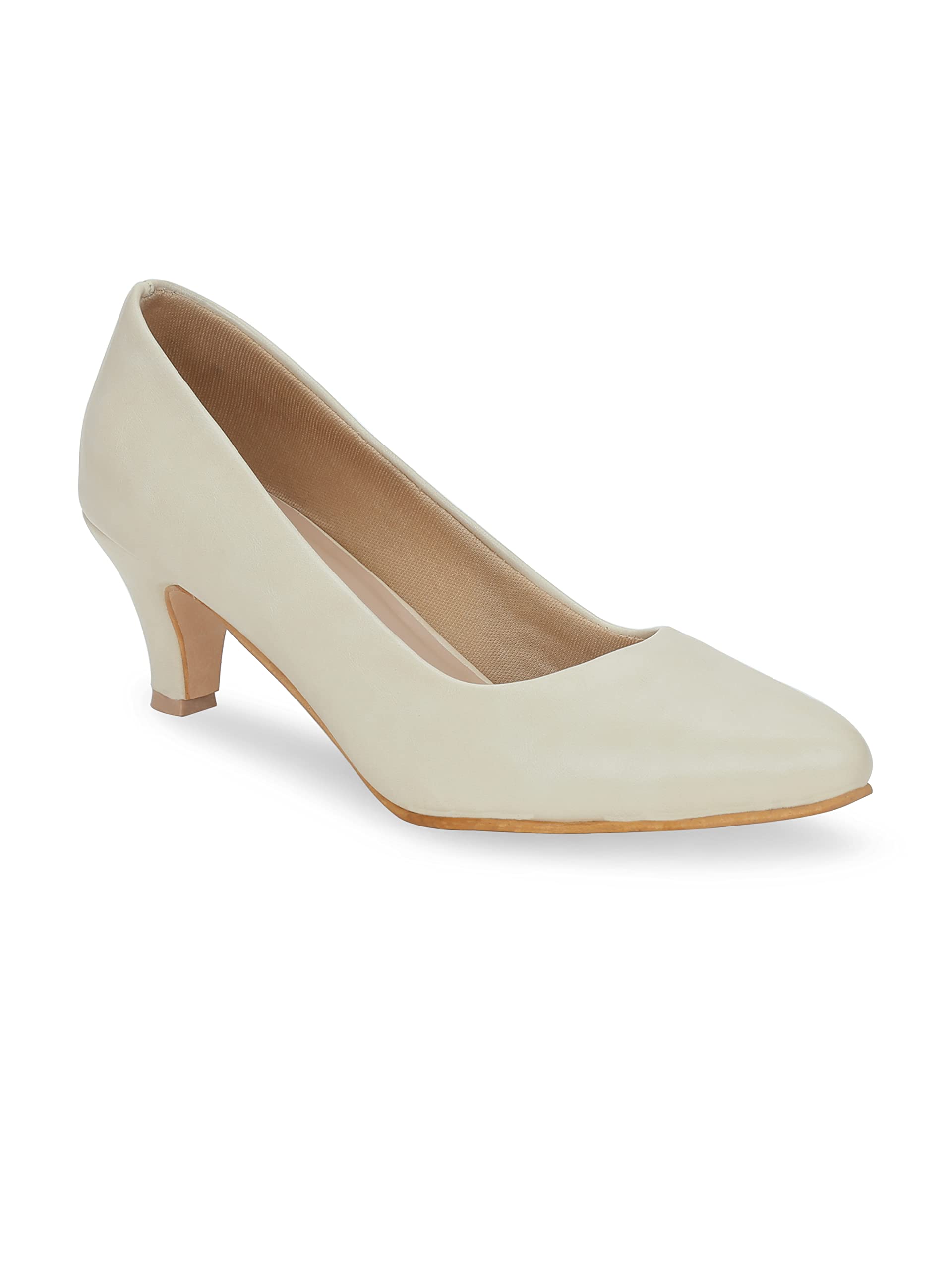 Get Glamr Women Faux Leather Classic Work Pumps|| Semi-Pointed Toe|| Block Low Heels|| Smart Causals|| Heel Pumps