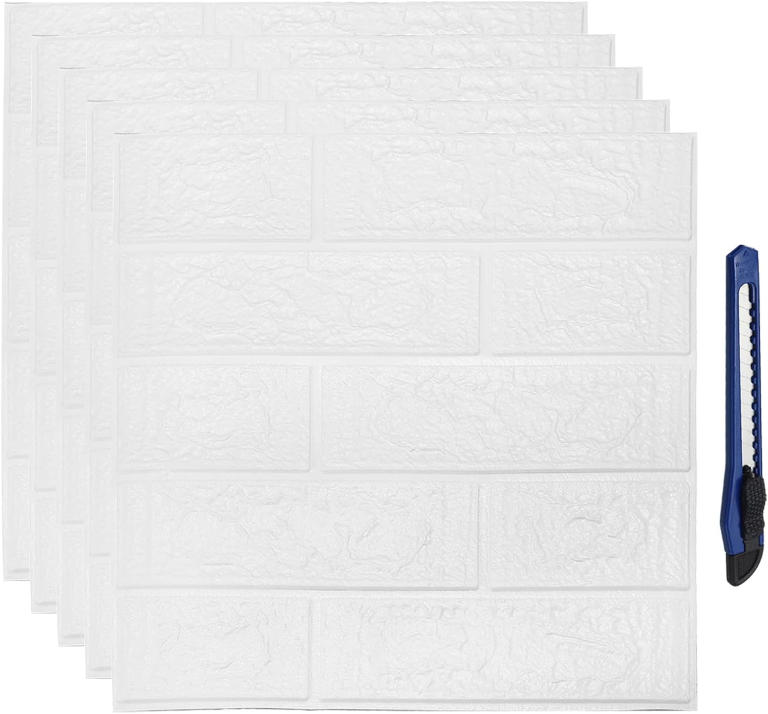 uxcell 3D Wall Panels Peel and Stick, 30PCS Foam Brick Wallpaper for Bedroom Faux Stone Wall Panel Self-Adhesive Wallpaper (White Tile)