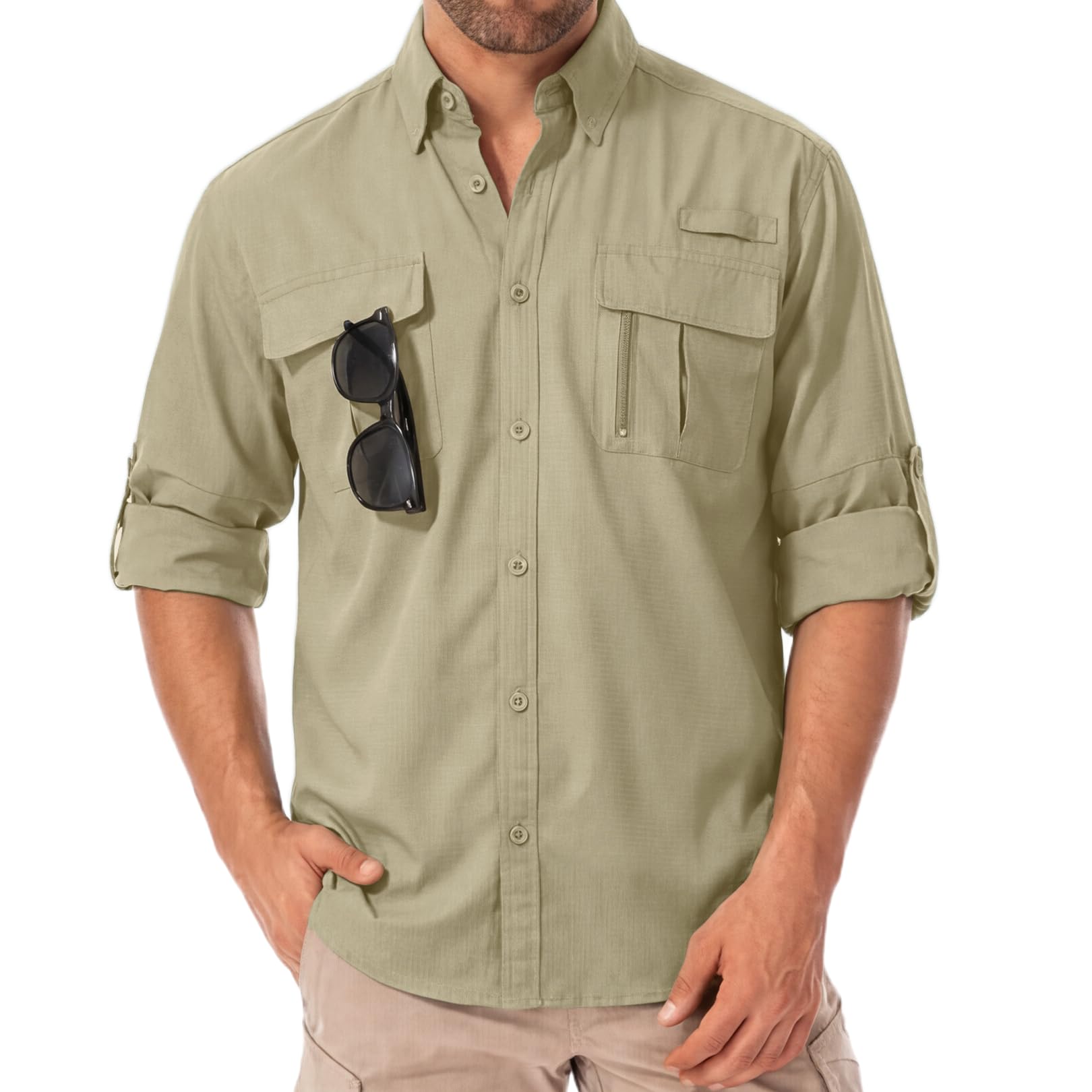 Safari Shirts for Men for Africa UV Sun Protection Lightweight Quick Dry Moisture Wicking for Hiking Fishing Travel Outdoor