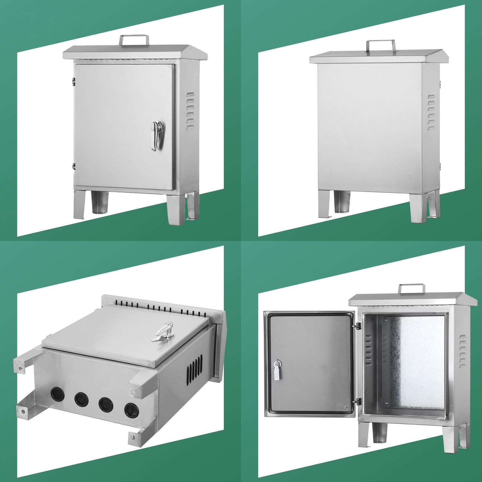 Armario Electrico de Acero Inoxidable 304, Caja Estanca Exterior Electrica Resistente a la Intemperie, Cuadro Electrico Superficie Montaje en Suelo con Patas, IP65(80x60x30cm/31x24x12in)