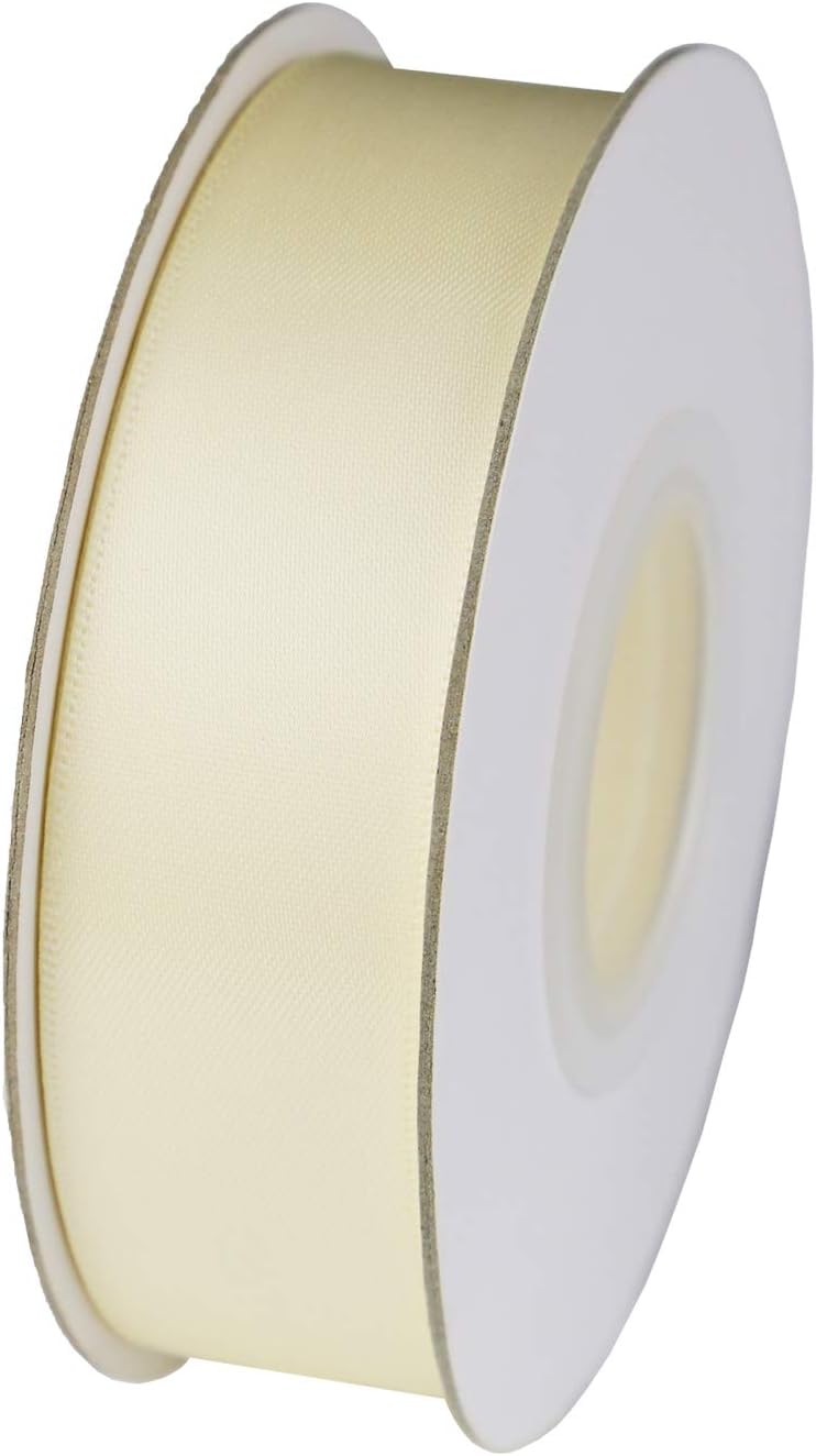 ITIsparkle 1" Inch Double Faced Satin Ribbon 50 Yards-Roll Set for Gift Wrapping Scrap Books Party Favor Hair Braids Baby Shower Decoration Floral Arrangement Craft Supplies, Ivory Ribbon image 2