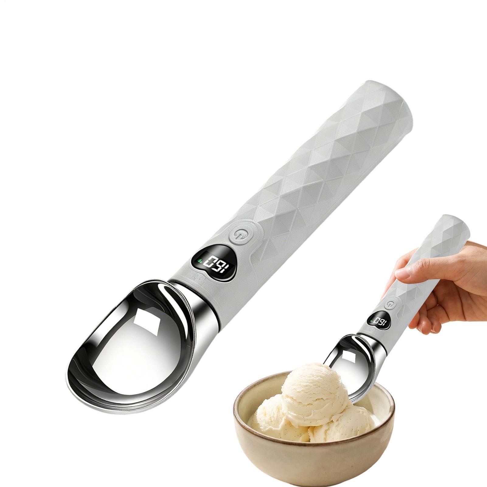 Cuchara de helado con calefacción portátil y pantalla LED para tus fiestas en casa