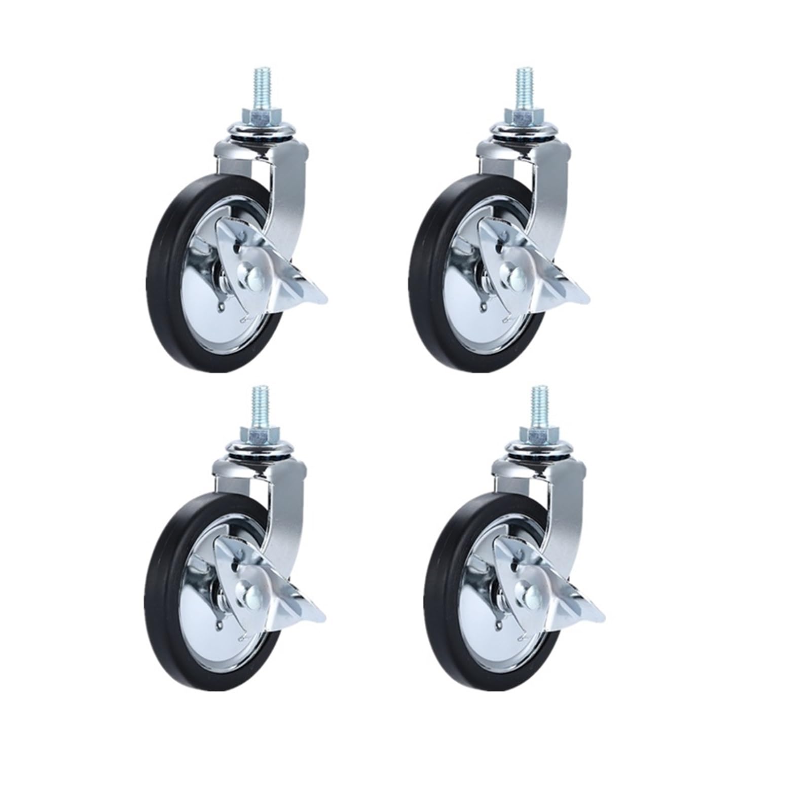 4 sztuki/partia 3-calowe wrzeciono gwintowane chromowane uniwersalne / hamulcowe koło podajne PP wózek jezdny Silent-Wheel Meble (Brake)