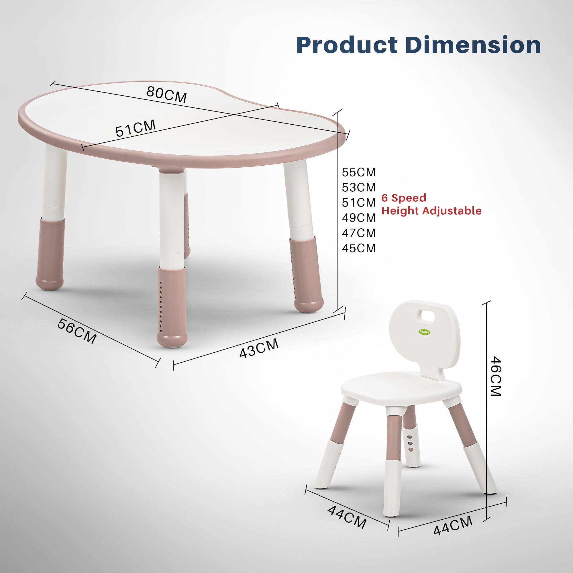 BAYBEE Study Table for Kids with Chair,Multi-Functional Adjustable Study Table with Anti-Slip Base, Drawing Board, Safe Rounded Corners & Easy Plug-and-Play Installation (Pink) 4