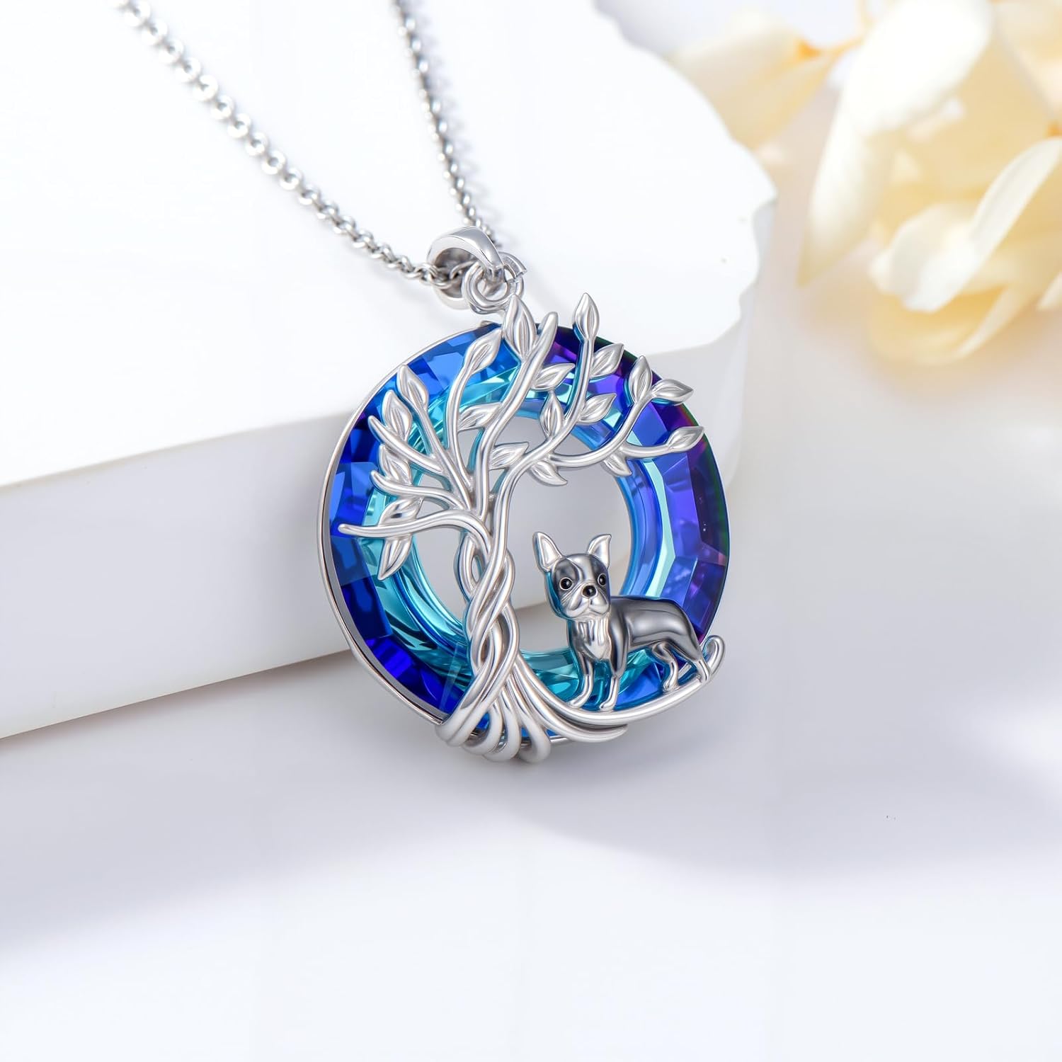 TOUPOP Tree of Life Dog Necklace 925 Sterling Silver Crystal Pet Jewelry Dog Lovers Gifts for Women - Image 4