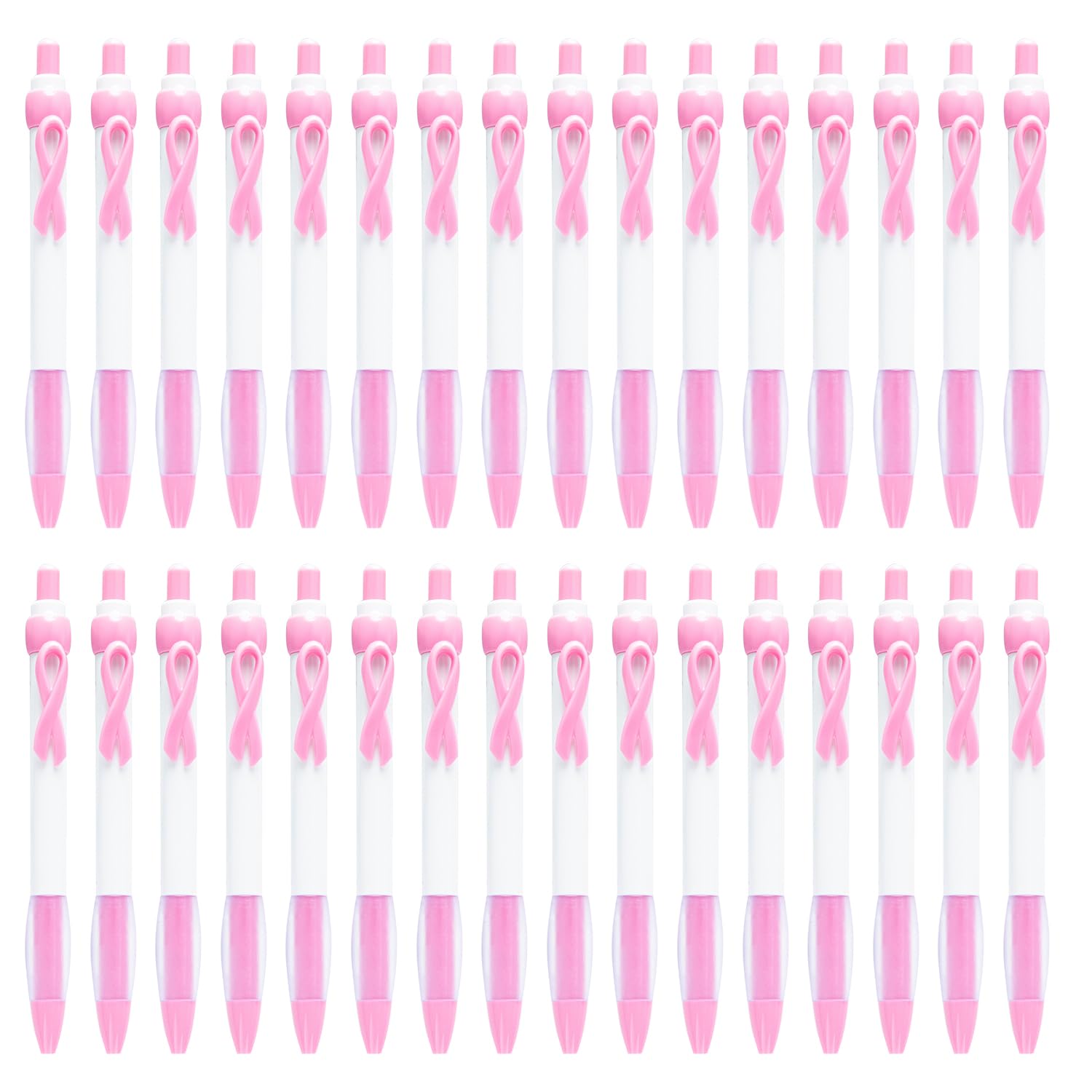 XNHIU 32pcs Breast Cancer Awareness Ballpoint Pen Pink Ribbon Ballpoint Pen Retractable Office Pens Smooth Writing Pens for Office School Supplies