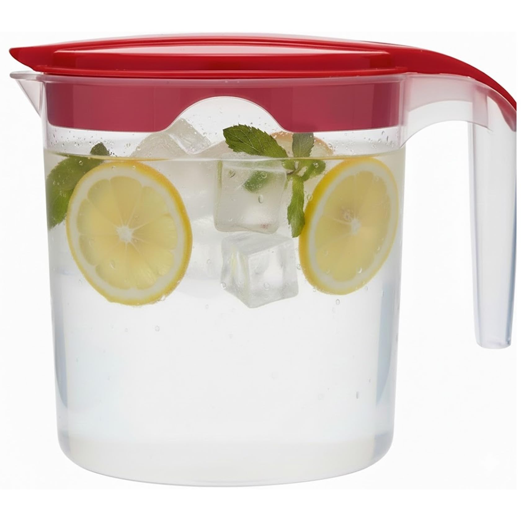1 Liter Plastic Water Jug with Lid Milk Juices Drinks Fridge Jug Ideal for Everyday Use Indoor Outdoor Party (Red) โ image 1