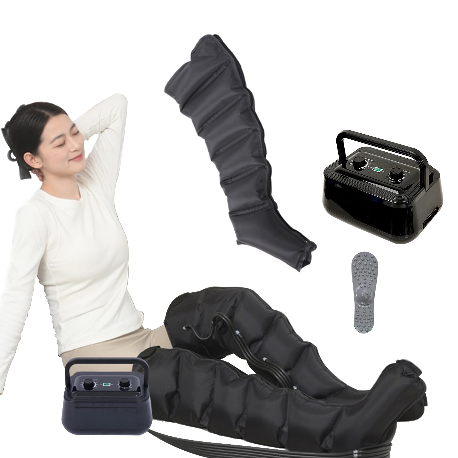 Massaggiatore per Gambe Linfodrenante, Macchinario Pressoterapia Professionale per Casa, 8 Intensità di Pressione | Tempistica Funzione, 6 Camere Presso Terapia Gambe Linfodrenante