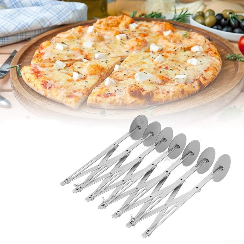 Tagliapizza multi circolare in acciaio inox con manico ergonomico per tagliare in modo efficiente dolci, biscotti, impasti e pizza (argento2)