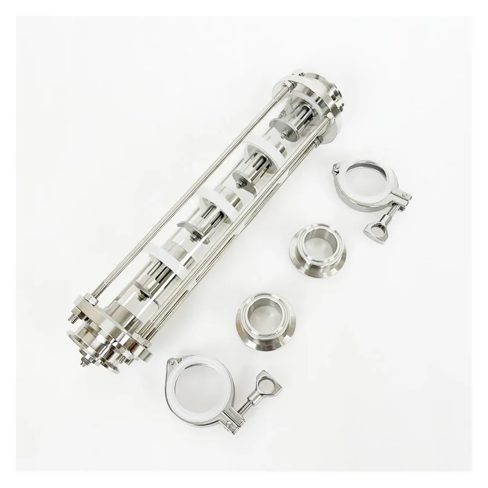 Colonna for Lenti di Distillazione Colonna di distillazione 2" OD64mm con Torre in Vetro SS304 da 5 Pezzi, alambicco Moonshine(Set B)