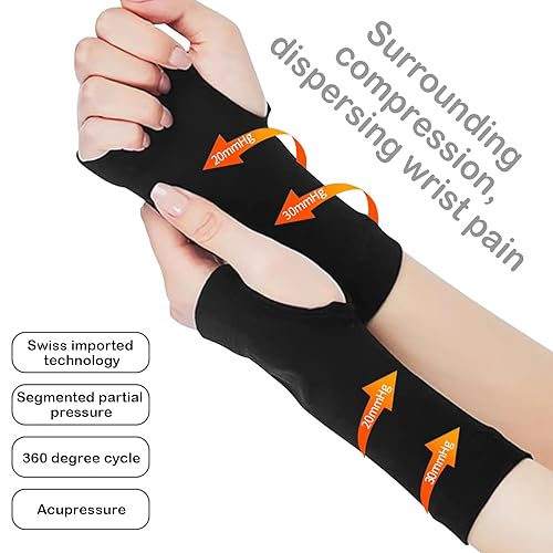 Miniatura 4 de 1 par de mangas de compresión de muñeca para dolor y apoyo de artritis, soporte de muñeca para mujeres y hombres, protector de muñeca transpirable y