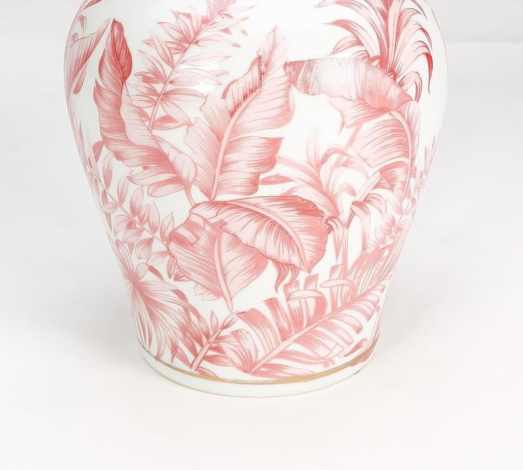 食器 aai Amazon.com: AAI Tropical Leaf Porcelain Ginger Jar, Pink : Home