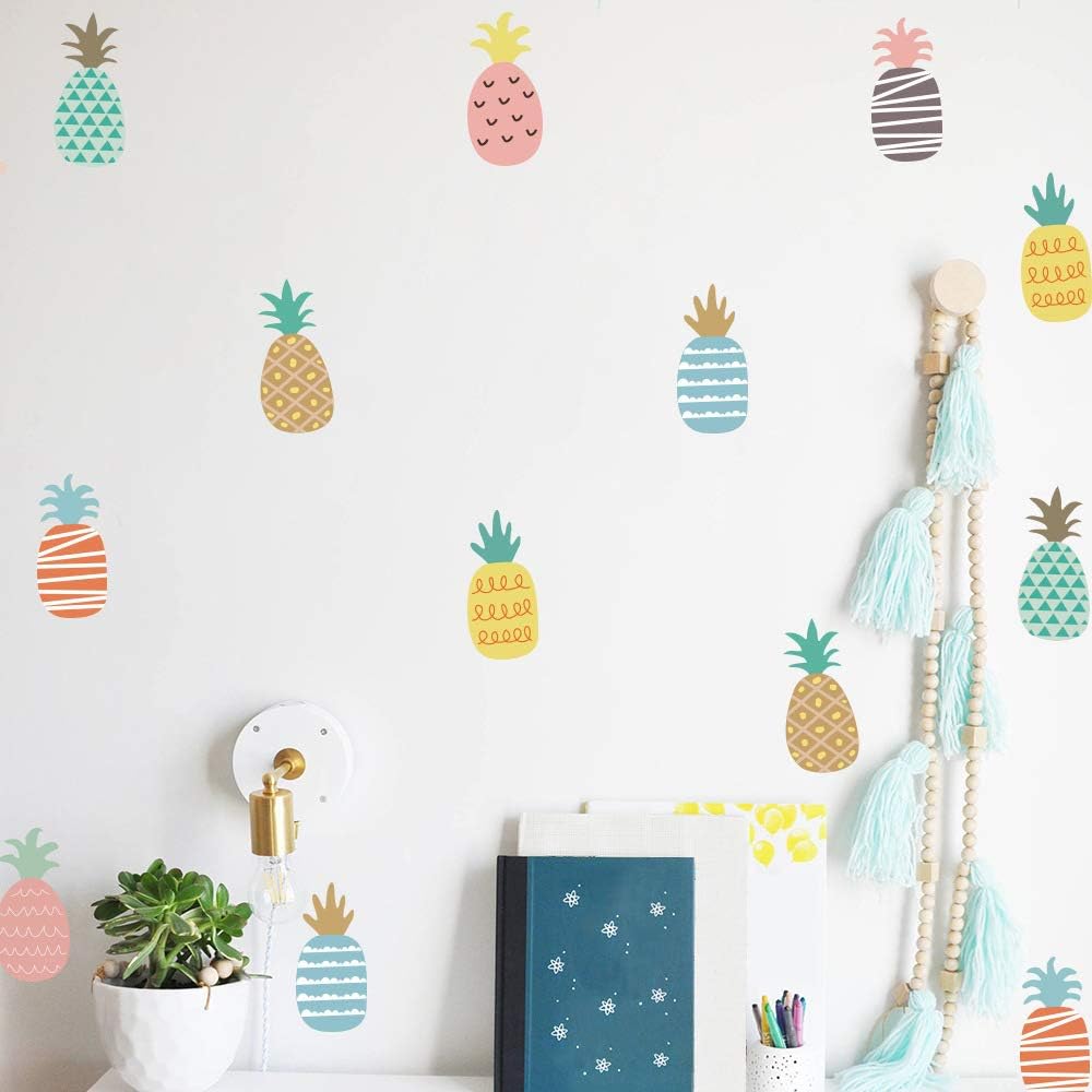 DIY Cartoon Decor Nursery Wall Stickers Pineapple Multicolor Children's Bedroom Kindergarten Background Layout Home Decoration Stickers A5（5.8x8.2inch）x 12sheets (Pineapple 103)…