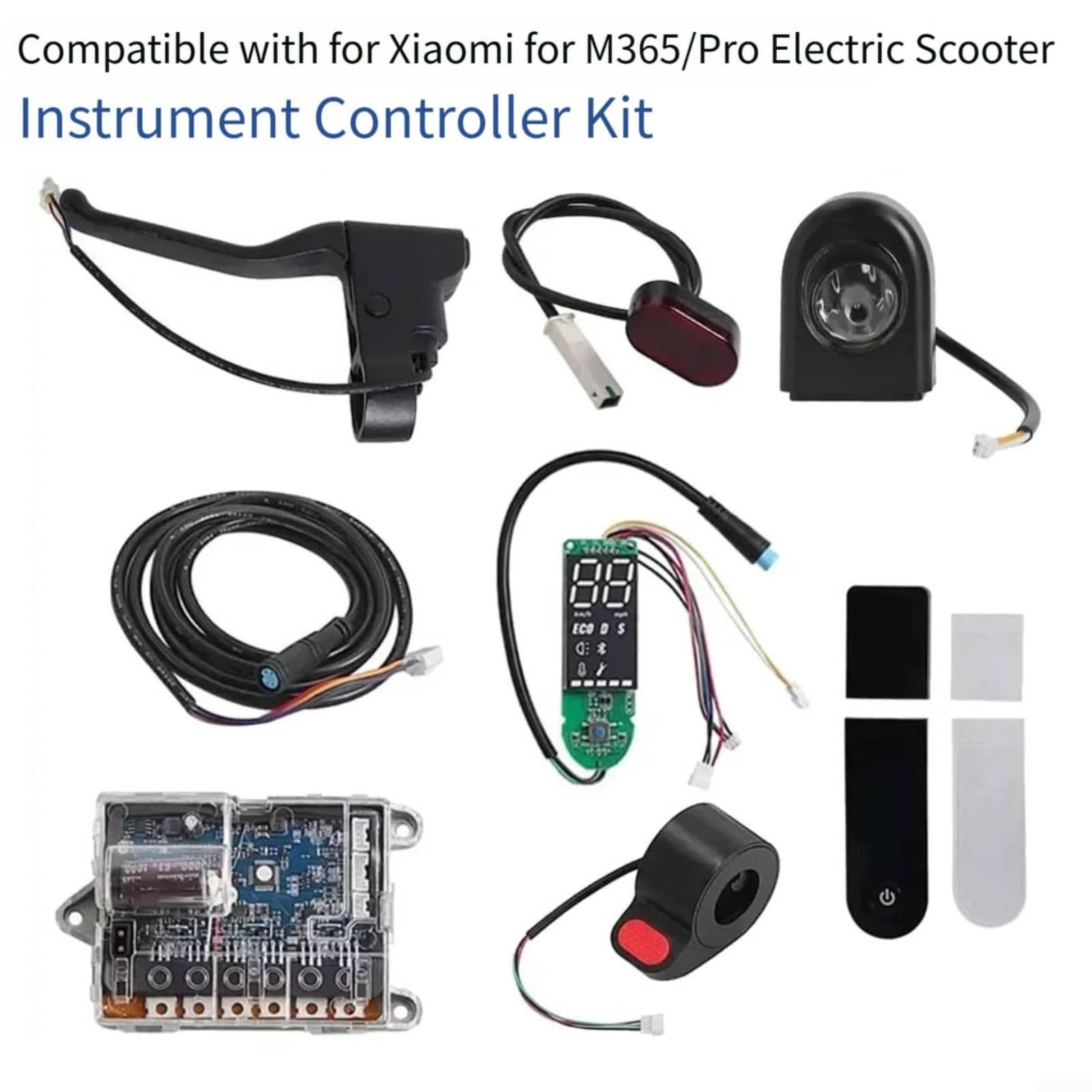 Kit de commande de scooter 7 pièces pour Xiaomi M365/Pro Trottinette électrique avec tableau de bord, accélérateur, câblage de phare et feu arrière, noir, pour commutation en ville (M 365 Pro Kit)