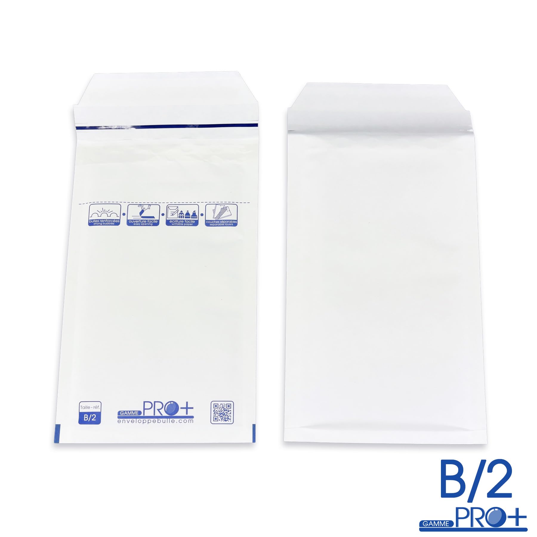 Lot de 1000 enveloppes à bulles blanches gamme PRO B/2 format 110x215mm