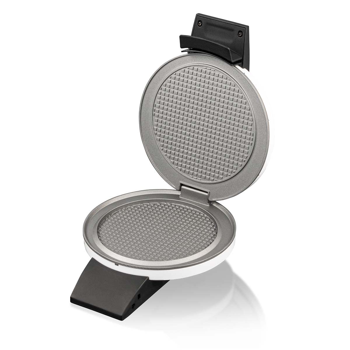 Cloer 1641S Gaufrier Stroop pour gaufres Stroop hollandaises, 850 W, Plaques de cuisson 14,5 cm Ø, Lumière de cuisson, Temps de cuisson réglable à l‘infini, blanc