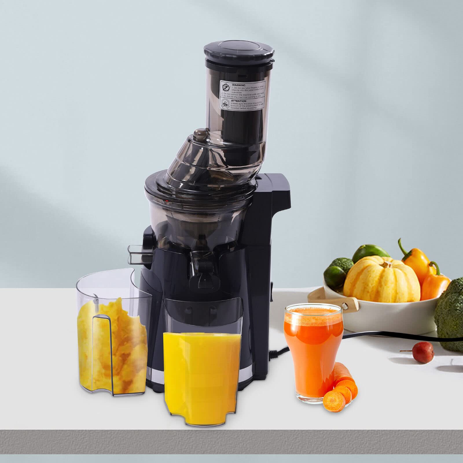 Xuthusman Kitchen Juicer Machine Masticating Vegetable Juicer Cold Press Slow Juicer Extractor + Reverse Function Quiet for Home