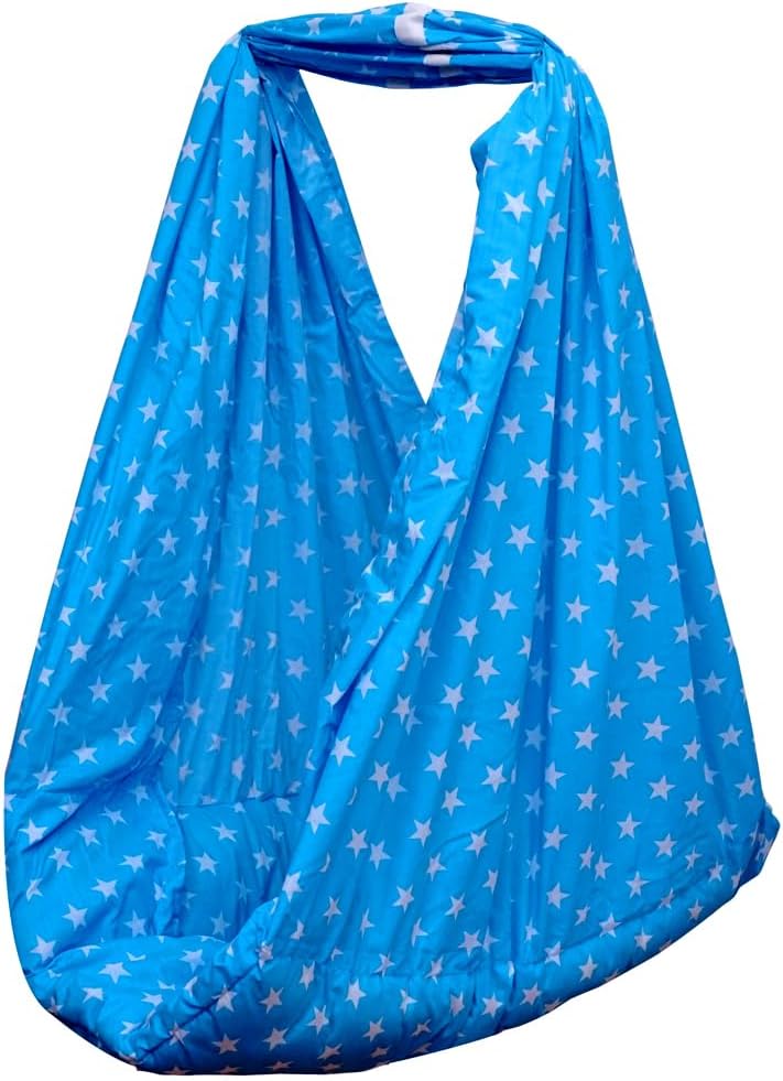 New Born Baby Cotton Non Detachable Bed Cradle/Cradle/Jhula/Jhoola/Cotton Cradle Cloth with Mosquito Protection Net (Blue)