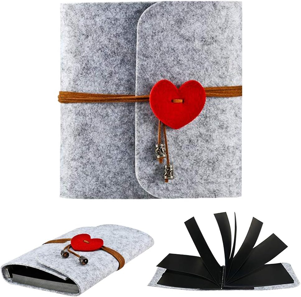 WENTS Photo Albums DIY Family Photo Album Retro Photo Scrapbook Album 60 Pages Memory Album Memory Book for Birthday Wedding Gifts Family Couples Baby (Gray, 19 x 17.5cm)