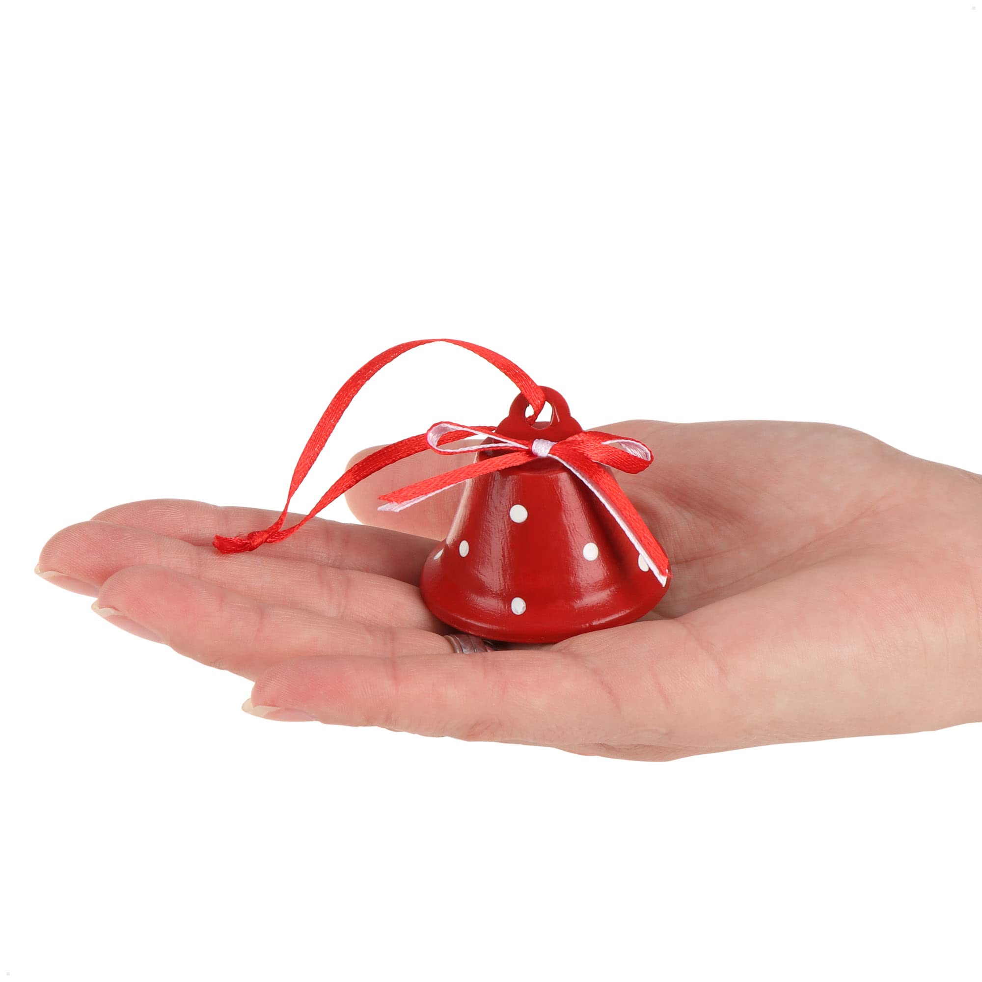 com-four® 6 Colgantes Navidad Metal 4,5 cm Ø Campanas Decorativas Hojalata Rojo Blanco Verde