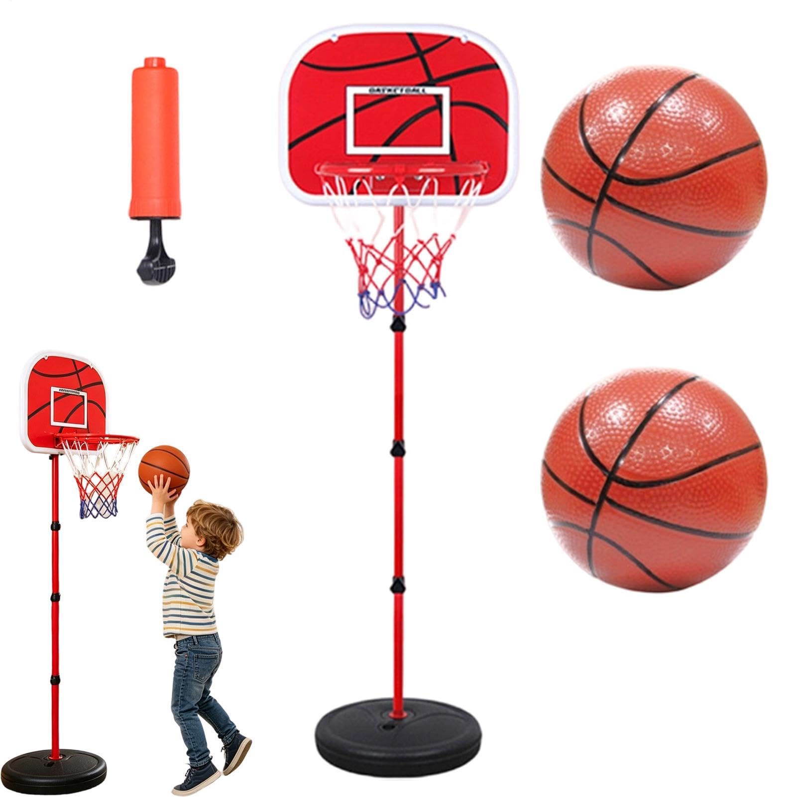 Canasta Baloncesto Infantil Portátil Y Ajustable Con 3 Balones Y Bomba