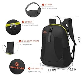 sinotron 22L Lightweight Packable Backpack, Small Foldable Hiking Backpack Day Pack for Travel Camping Outdoor Vacation (orange)