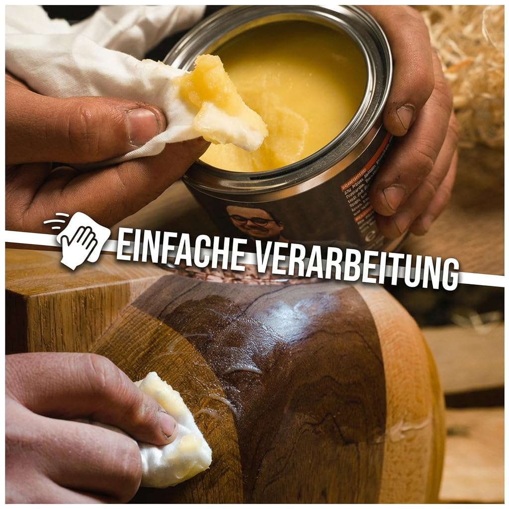 Holzwachs 500 ml - Farbloses Holzfinish mit Bienenwachs | Möbel und Holzpflege | Holzschutz für Möbel, Küchenholz und DIY | Made in Germany | Zugelassen für Kinderspielzeug nach DIN EN 71-3