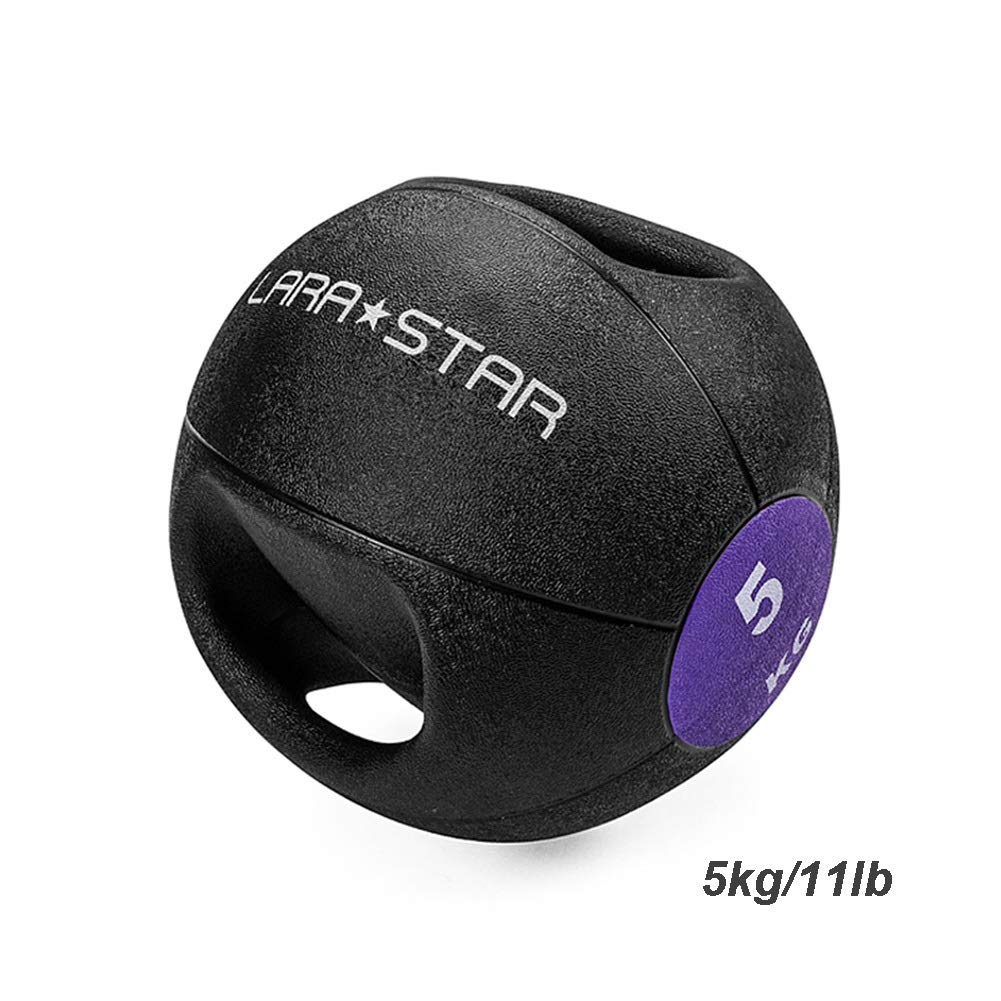 Palle mediche Medicine Ball con Maniglia, Solido Gravity Ball in Palestra, Pugilato Forza Balance Training, Antiscivolo Texture, 3kg / 4KG / 5kg / 6KG / 7KG / 8KG / 9KG / 10KG (Size : 5kg/11lb)